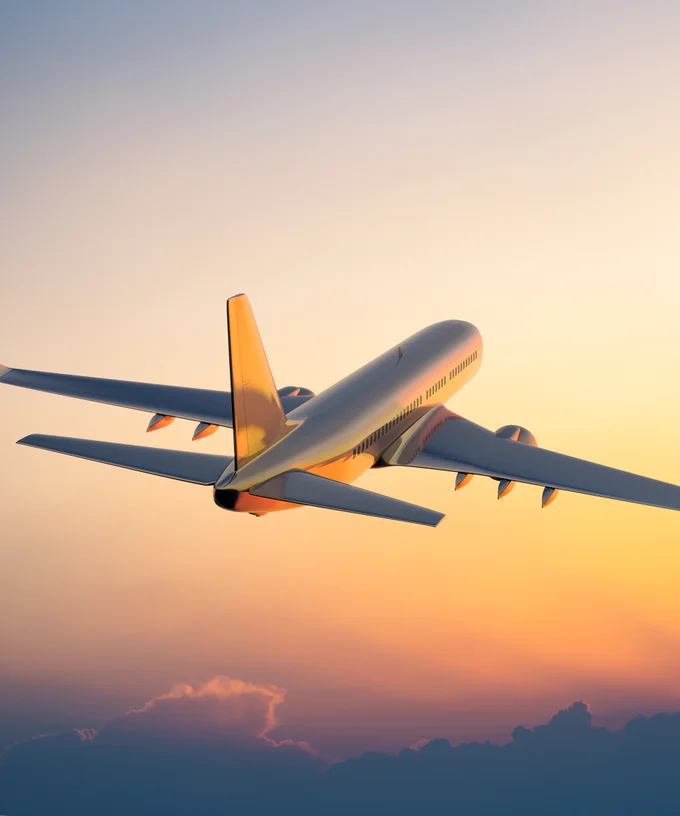 Airport transfer service — aircraft at dusk